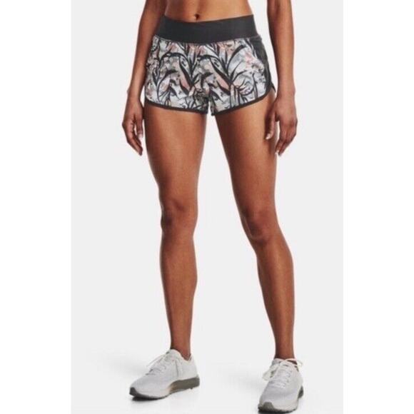 Under Armour Shorts Women's Fitted Medium Black Gray Speed Pocket Running - Picture 1 of 8